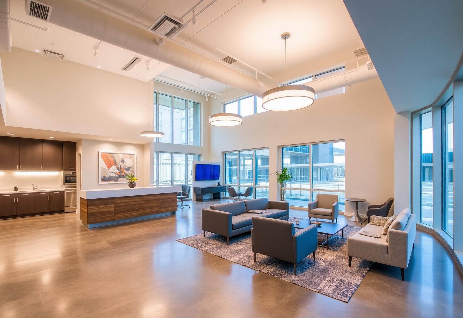 Renovated clubhouse and leasing office interior