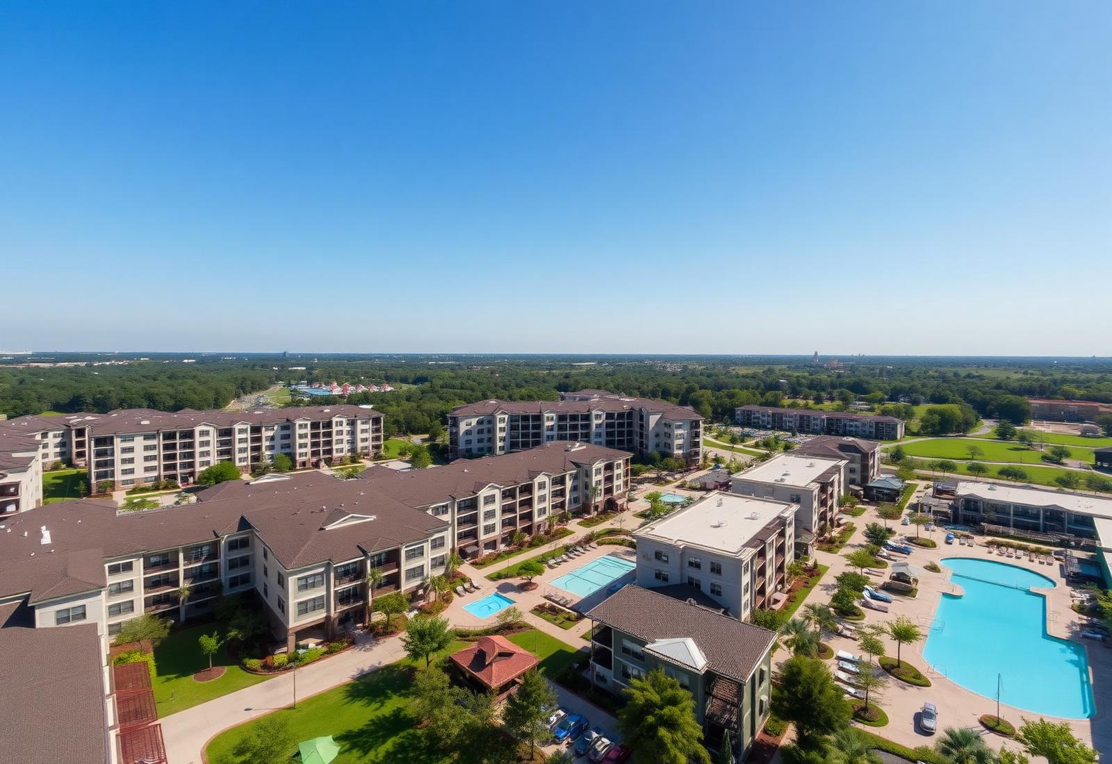Aerial view of a Houston multifamily apartment community